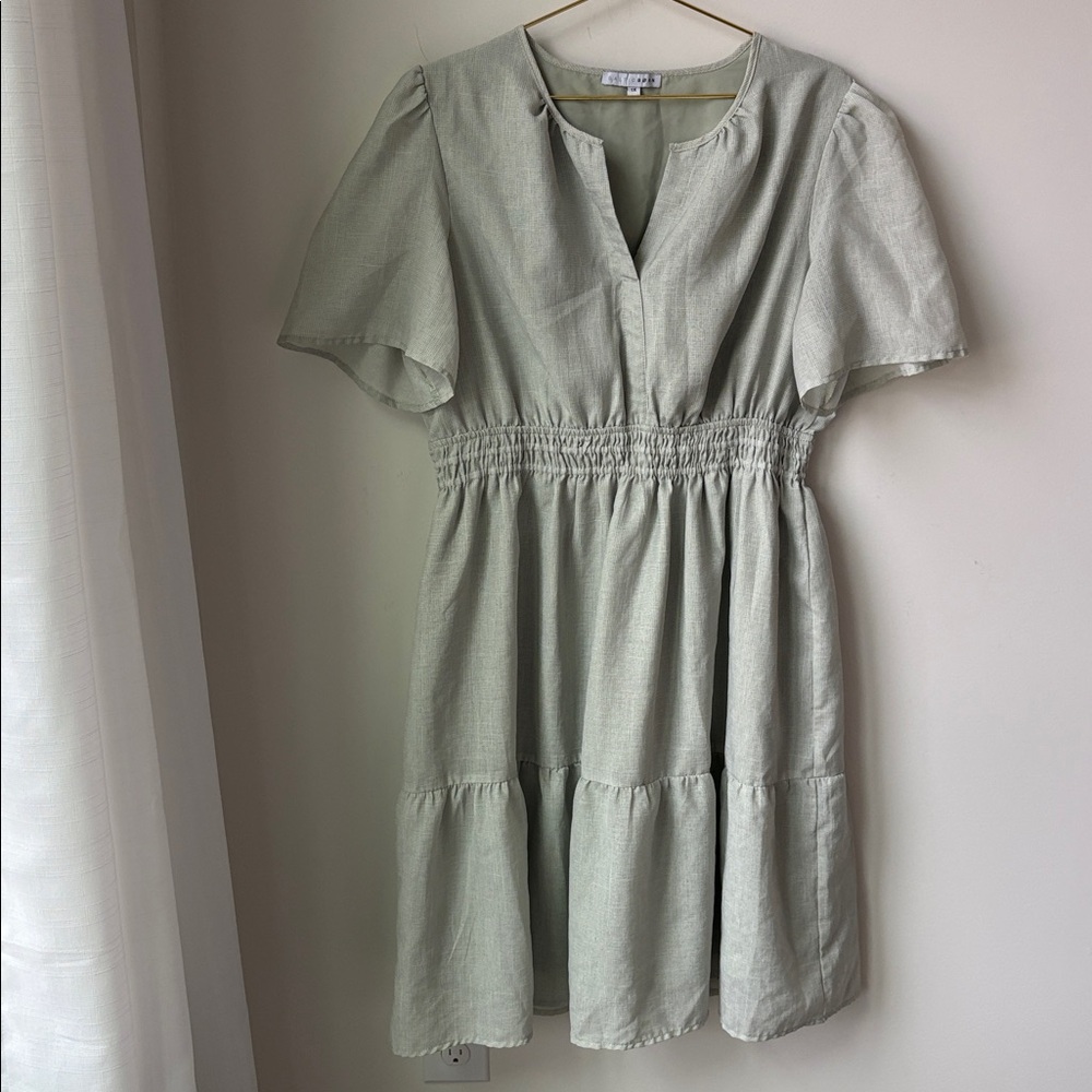 Baltic Born Dita Short Dress in Sage Feminine Romantic Bump Friendly Size 1X